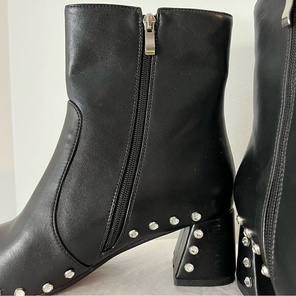 Vaila Diana Rhinestone Trim Black Pointed Toe Mid Calf Boots Black Size 10 NIB - Picture 6 of 10